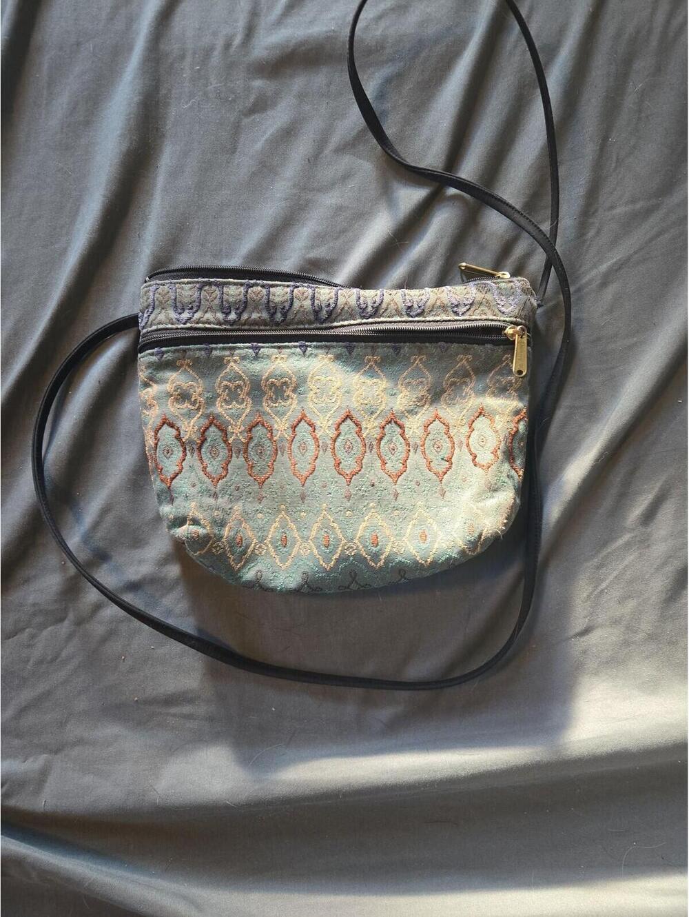 Danny K. Tapestry Crossbody Bag with Geometric Pattern